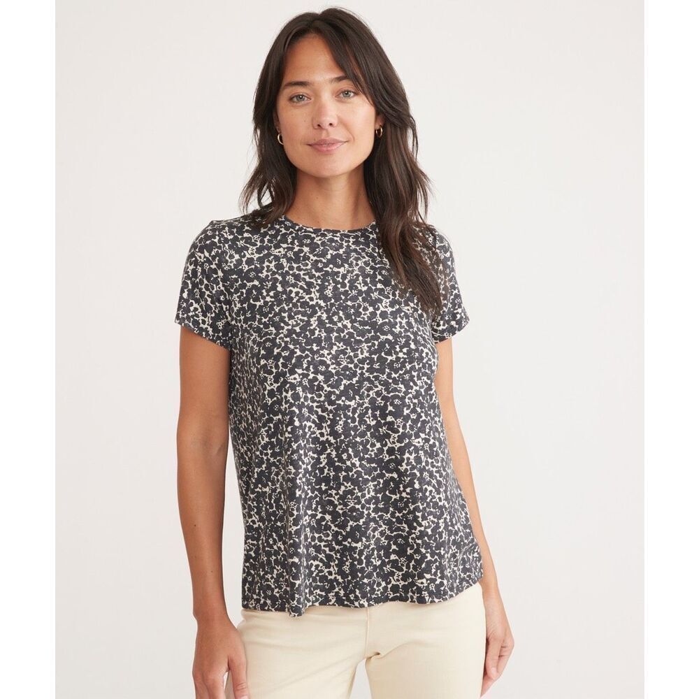 Marine Layer Swing Crew Tee Top‎ size S Cream Gray Crewneck T shirt